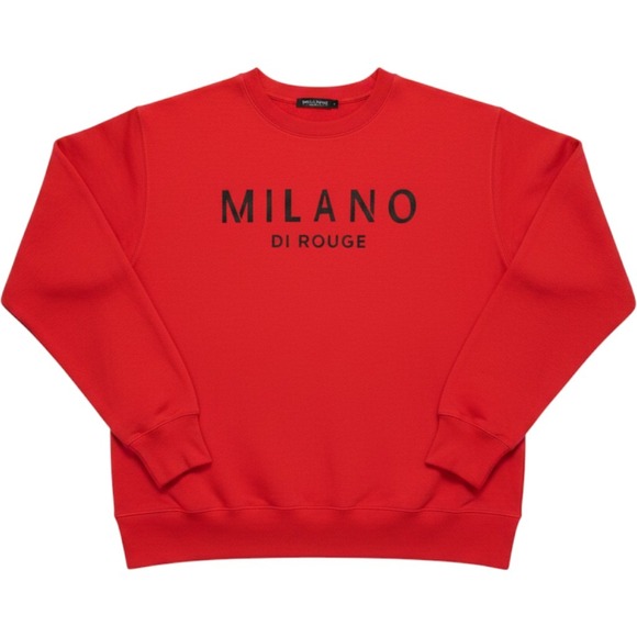 Milano Di Rouge Other - Milano Di Rouge Red Crewneck Sweatshirt Logo Graphic Pullover Small